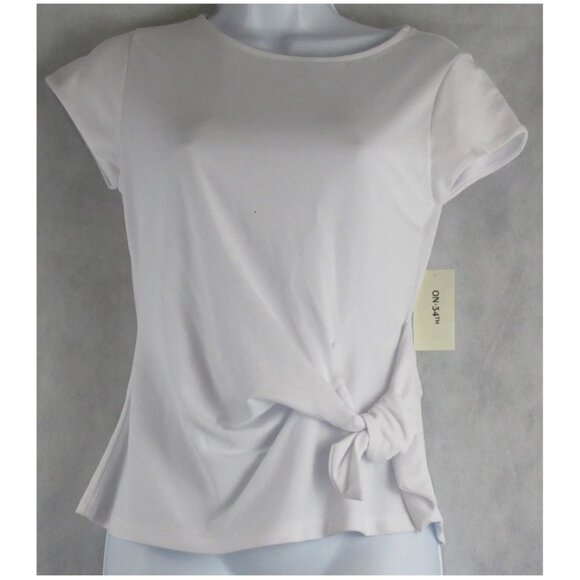 On 34th Women's Modal Blend Side-Tie Knit T-Shirt Top, Bright White, XS - Picture 1 of 6